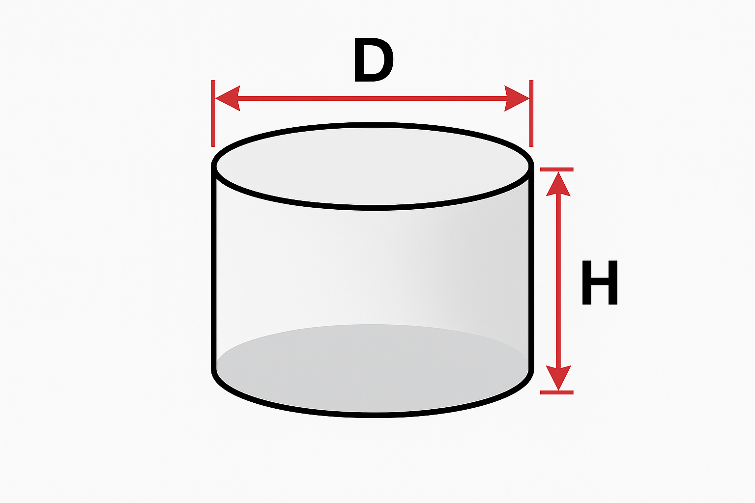 Concrete Hole / Footing Dimensions (Cylinder) Cylindrical concrete hole/footing with diameter D and depth H.